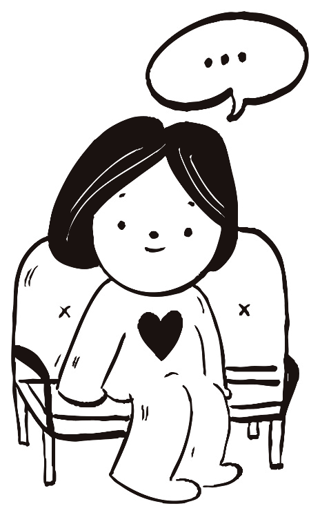 Ilustración de una persona sentada con un globo de pensamiento