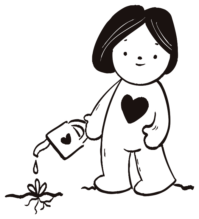 Ilustración de una persona regando un brote